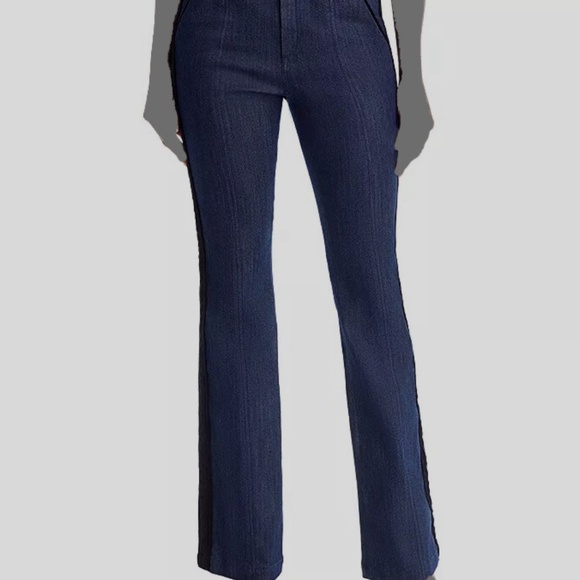 Cinq A Sept Women's Blue Ariane Racing Stripes Bootcut Jeans Pants Size 2 - Picture 1 of 2